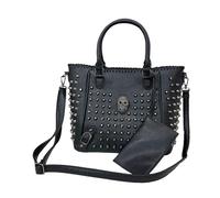 Women Skull Handbag Rivets Purse Punk Studded Shoulder Bag