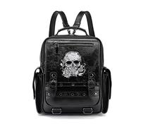 Women Skull Head Backpack PU Leather Backpack Vintage Laptop Backpack Students School Weekend Travel Rucksacks