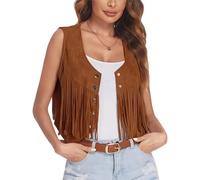 Women Sleeveless Fringed Jackets Open Front Y2K Cardigan Tassel Waistcoat