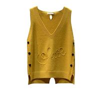 Women Sleeveless Turtleneck Sweater Vest Sweater Top Casual Solid Knitted Wide Shoulder Tank Jumpers Pullovers Knitted Vest Top Sweater Elegant Pullover Sweater Soft Tank Top for Fall Winter Yellow