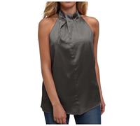 Women Sleeveless Vest Top Satin Silk Business Vest Women Tank Top Sleek Satin Finish Top Commute in Colors Off The Shoulder Personalised Vest (Dark Gray, XL)