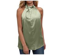 Women Sleeveless Vest Top Satin Silk Business Vest Women Tank Top Sleek Satin Finish Top Commute in Colors Off The Shoulder Personalised Vest (Light Green, M)