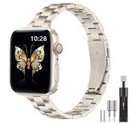 Women Slim Metal Strap Compatible with Apple Watch Straps 38mm 40mm 41mm 42mm 44mm 45mm 46mm 49mm, Stainless Steel Strap with Installation Tool for iWatch Ultra 2, SE Series 10/9/8/7/6/5/4/3/2/1