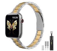 Women Slim Metal Strap Compatible with Apple Watch Straps 38mm 40mm 41mm 42mm 44mm 45mm 46mm 49mm, Stainless Steel Strap with Installation Tool for iWatch Ultra 2, SE Series 10/9/8/7/6/5/4/3/2/1