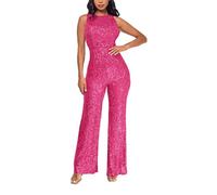 Women Slim Sequin Sleeveless Playsuits Trousers Plain Tunic Rompers Sparkly 1 Piece Pants Shining Overalls Elegant Sexy Overalls Party Club Wedding Casual Outfit Glitter Bling Clubwear for Women (S)
