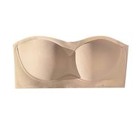 Women Slimming Strapless Bra Tank Top Non Slip Push Up Comfort Lift Support Bandeau Bra Without Disposable Tableware Set Christening Girl Powder Pink, khaki, XL