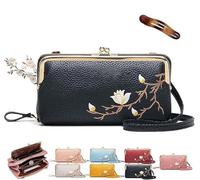 Women Sling Cross-Body Wallet with Mobile Cell Phone Holder, Forever Savour Mobile Phone Bag cool (Black)
