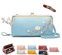 Women Sling Cross-Body Wallet with Mobile Cell Phone Holder, Forever Savour Mobile Phone Bag cool (Blue)