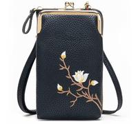 Women Sling Cross-Body Wallet With Mobile Cell Phone Holder, Travel Crossbody Bags, Pocket Purse Mini Coin Clutch Bag (Black)