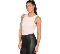 Women Slinky Racer Round Neck Double Layered Top Bodysuit, Ladies Casual Stretchy Sleeveless Strappy Leotard Top and Bodysuit UK One Size Fits 6-12, Beige