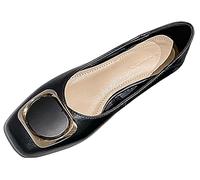 Women Slip On Casual Low Mid Heel Shoes Solid Granny Walk Shoes Breathable Soft-Soled Chunky Block Pumps Dress Shoes