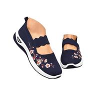 Women Slip on Flat Shoes Orthopedic Mesh Walking Shoes Flat Breathable Non-Slip Lightweight Walking Shoe Outdoor Indoor Athletic Fashion Training Sneaker Ladies Soft Espadrille Shoe Blue