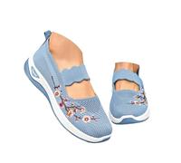 Women Slip on Flat Shoes Orthopedic Mesh Walking Shoes Flat Breathable Non-Slip Lightweight Walking Shoe Outdoor Indoor Athletic Fashion Training Sneaker Ladies Soft Espadrille Shoe
