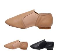 Women Slip On Jazz Dance Shoes Jazz Soft PU Leather Dance with Strong Elastic Slip On, High Durability, Rubber Heel Split Sole, for Latin Tango Flapper Character Party Shoes Khaki