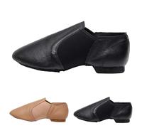 Women Slip On Jazz Dance Shoes Jazz Soft PU Leather Dance with Strong Elastic Slip On, High Durability, Rubber Heel Split Sole, for Latin Tango Flapper Character Party Shoes Black