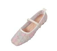 Women Slip On Shoes,Ladies Breathable Mesh with Three-Dimensional Rose Gentle Style Lace-Up Flat Soft Sole Shoes Comfortable Lightweight Casual Footwear for Spring Summer Daily Wear 3.5-7.5