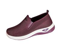 Women Slip On Walking Sneakers with Orthopedic Arch Support Air Cushion Lightweight Mesh Casual Comfort Footwear for Everyday Wear (Purple, 3.5)
