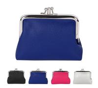 Women Small Clip Coin Purse - Clasp Kiss Lock Wallet PU Leather, Triple Metal Frame Change Pouch, Small Leather Purses for Women & Girls - Keys & Coin Organizer