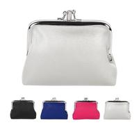 Women Small Clip Coin Purse - Clasp Kiss Lock Wallet PU Leather, Triple Metal Frame Change Pouch, Small Leather Purses for Women & Girls - Keys & Coin Organizer