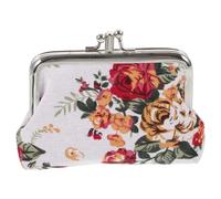 Women Small Coin Purse Canvas Floral Change Purse Vintage