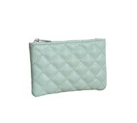 Women Small Coin Purse PU Leather Zipper Wallets Pouch Plaid Print Change Purses Business Card Holder Ladies Mini Coin Bag(Green)