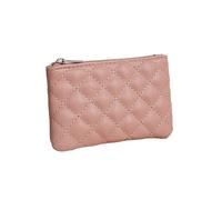 Women Small Coin Purse PU Leather Zipper Wallets Pouch Plaid Print Change Purses Business Card Holder Ladies Mini Coin Bag(Pink)