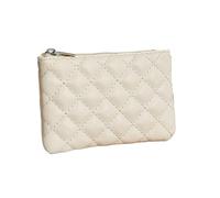 Women Small Coin Purse PU Leather Zipper Wallets Pouch Plaid Print Change Purses Business Card Holder Ladies Mini Coin Bag(White)
