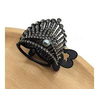 Women Small Hair Clip, Rhinestone Hair Clip Crown Shaped Hair Accessories, Small Claw Clips Diamante Ponytail Holder, Retro Black Hair Clip, Metal Pearl Hair Barrettes for Thick Hair