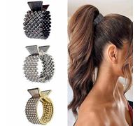 Women Small Hair Clips Barrettes Grips, 3 PC Hair Claw for High Ponytail Diamante Sparkly Hair Accessories Crystal Hairpins, Wedding Guest Everyday Wear Prom Party Ponytail Holder Women Girls Gift