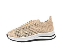 Women Sneakers Comfortable Mesh Breathable Front Canvas Sports Casual Shoes Slingback Shoes for Women (Beige, 4)
