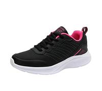 Women Sneakers Waterproof - Lightweight Running Trainers Womens Solid Color Pu Leather Shoes Soft Sole Non-Slip Sneakers Wide Fit Comfortable Footwear Outdoor Walking Trainers Lace Up Hot Pink