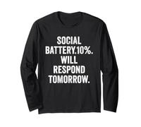 Women Social Battery 10 Will Respond Tomorrow Introvert Gift Long Sleeve T-Shirt