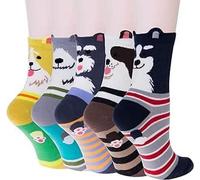 Women Socks - 5 Pairs Winter Women Sock with Cute Dog Print, Warm, Soft & Breathable Nordic Style for Ladies, Ideal for Christmas, Birthdays & Holidays