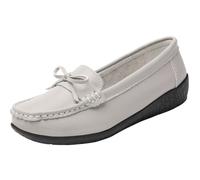 Women Soft Leather Loafer 2025 Flats Slip On Casual Moccasins Shoes Comfortable Lightweight Mom's Soft Sole Sneakers Shoes,Grey,5 UK