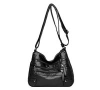 Women Soft Leather Shoulder Bags Multi Layer Classic Crossbody Bag Designer Handbag And Purse Mens Shoulder Bags (Black, One Size)