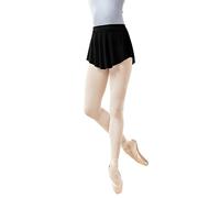 Women Soft Mesh Side Split Short Ballet Dance Skirt, Black, XXL