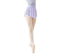 Women Soft Mesh Side Split Short Ballet Dance Skirt, Lavender, S