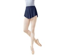 Women Soft Mesh Side Split Short Ballet Dance Skirt, Navy, L