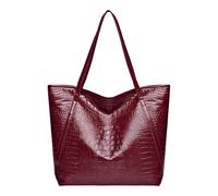 Women Soft PU Leather Crocodile Pattern Tote Handbag Ladies Shoulder Bag Large Capacity Satchel Women Handbag Large Capacity PU Leather Shopping Bag Single Shoulder Tote Women's Handbags