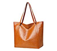Women Soft PU Leather Crocodile Pattern Tote Handbag Ladies Shoulder Bag Large Capacity Satchel Women Handbag Large Capacity PU Leather Shopping Bag Single Shoulder Tote Women's Handbags