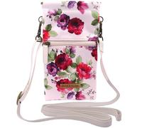 Women Soft Sunglasses Case Squeeze Top | soft eyeglass case zippered pocket | Passport Holder - Phone Pouch | Wristlet Lanyard Pouch by Rachel Rowberry (CT8W Cranberry Rose)