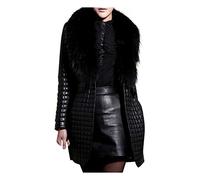 Women Soft Touch Jackets Ladies Outdoor Coats Jacket Long Leather Long Faux Women Winter Sleeve Outerwear Coat Overcoat Women's Coat Jackets Outerwear (Black, XXL)