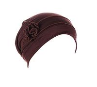 Women Soft Under Scarf Hijab Cap Turban Flower Caps Headscarf Elastic Headwrap Hat (Coffee, One Size)
