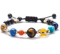 Women Solar System Bracelet Universe The Eight Planets Guardian Star Stone Beads Bracelet Bangle Gifts for Professional Processed