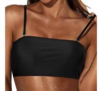Women Solid Bikini Set Top Sporty Bra with Removable Shoulder Strap Swimwear Tops Strapless Bikini Top Bandeau Swim Top Tube Top Swimsuit Blouse Bathing Suit Swimming Costume Beachwear (Black, XL)