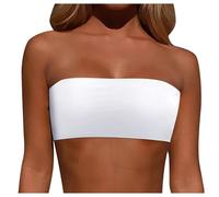 Women Solid Bikini Set Top Sporty Bra with Removable Shoulder Strap Swimwear Tops Strapless Bikini Top Bandeau Swim Top Tube Top Swimsuit Blouse Bathing Suit Swimming Costume Beachwear (ZA1-White, XL)