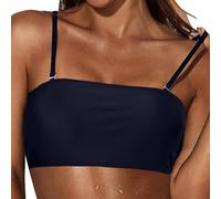Women Solid Bikini Set Top Sporty Bra with Removable Shoulder Strap Swimwear Tops Strapless Bikini Top Bandeau Swim Top Tube Top Swimsuit Blouse Bathing Suit Swimming Costume Beachwear (Navy, L)
