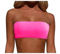 Women Solid Bikini Set Top Sporty Bra with Removable Shoulder Strap Swimwear Tops Strapless Bikini Top Bandeau Swim Top Tube Top Swimsuit Blouse Bathing Suit Swimming Costume Beachwear (ZA1-Pink, XXL)