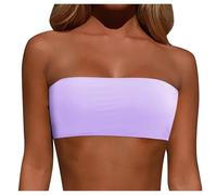 Women Solid Bikini Set Top Sporty Bra with Removable Shoulder Strap Swimwear Tops Strapless Bikini Top Bandeau Swim Top Tube Top Swimsuit Blouse Bathing Suit Swimming Costume Beachwear (ZA1-Purple, L)