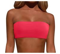 Women Solid Bikini Set Top Sporty Bra with Removable Shoulder Strap Swimwear Tops Strapless Bikini Top Bandeau Swim Top Tube Top Swimsuit Blouse Bathing Suit Swimming Costume Beachwear (ZA1-Red, L)
